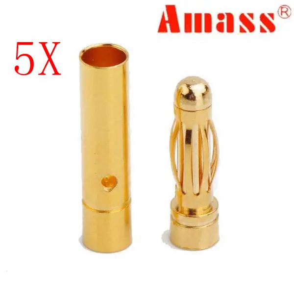 5 X Amass 3.0Mm Gold-Plated Copper Banana Plug Am-1001B Male & Female 1