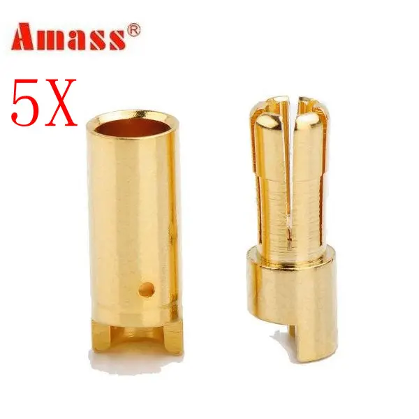 5 X Amass 5.5Mm Gold-Plated Copper Banana Plug Am-1005 Male & Female 1