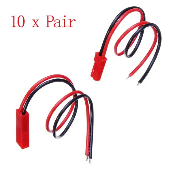 5 X Jst Connector Plug With Connect Cable For Rc Bec Esc Battery 1