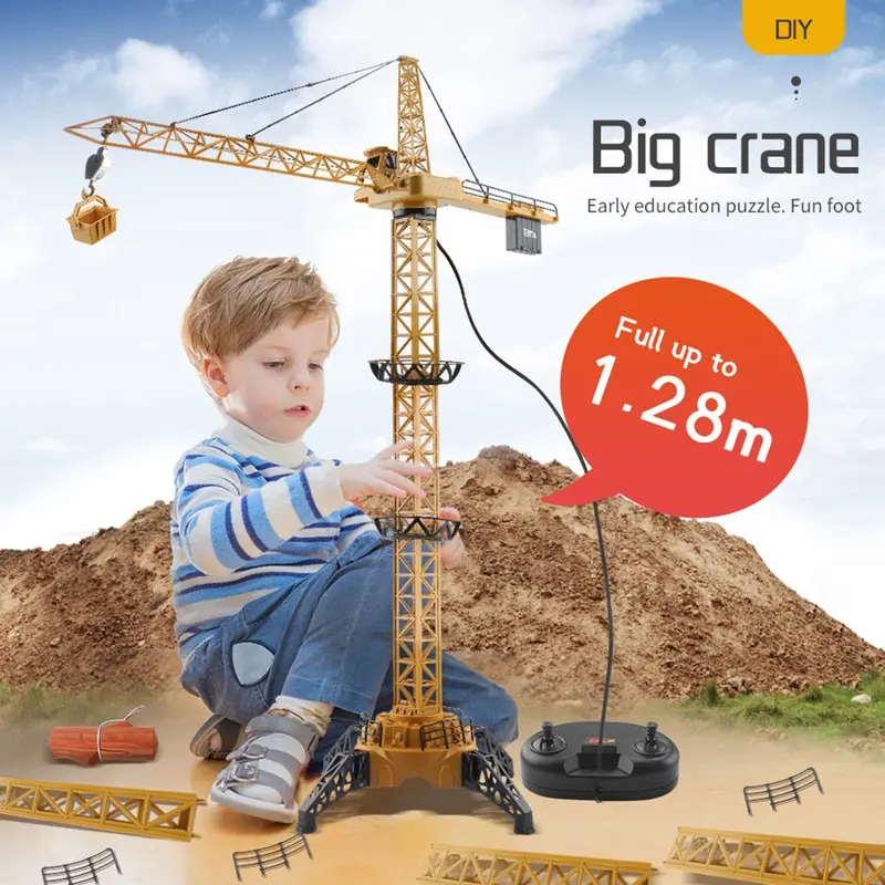 50 Inch Tall Wired Remote Control Crawler Crane Toy Bucket Lift Up Construction Activity Playset Childern Toys Educational Dolls 1