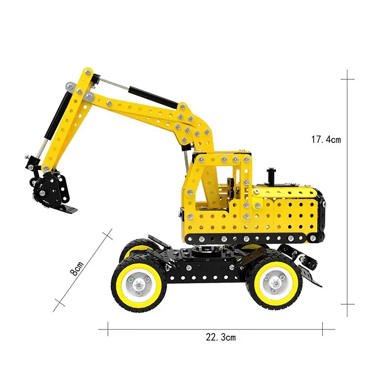 502Pcs Construction Model Kit Assembled Excavator Building Block Kit Toys 3D Self-Assembly Metal Model Kit Gift For Children And 1