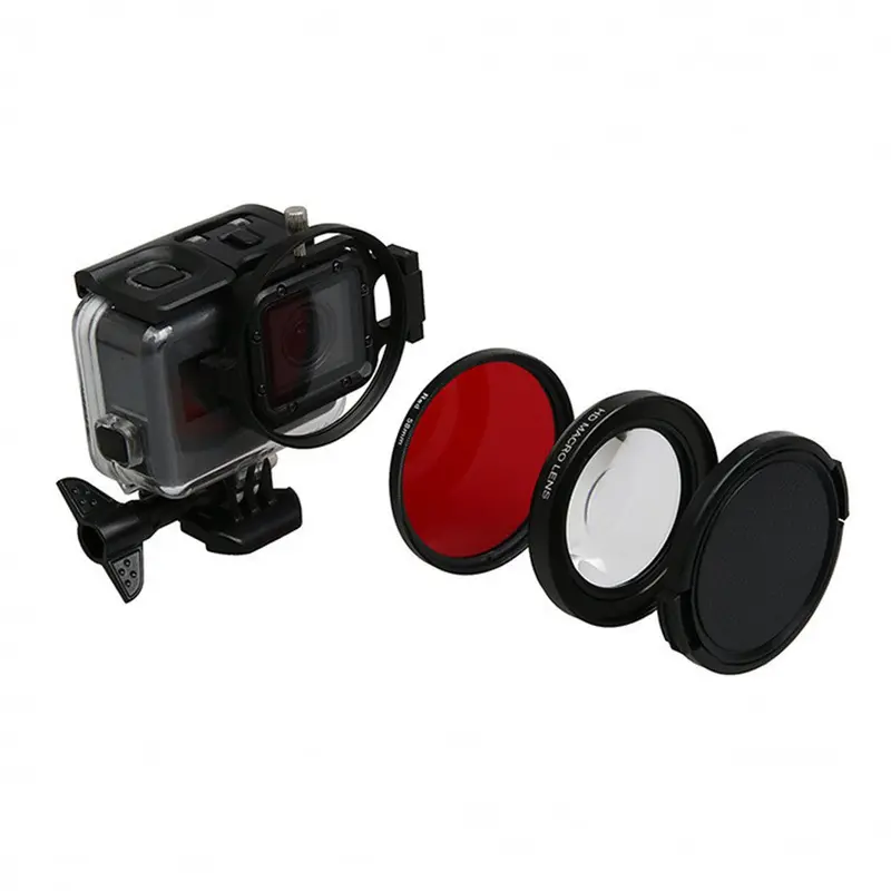 58Mm 16X Magnifier Macro Red Camera Lens Filter Adapter Ring For Gopro Hero 5 1