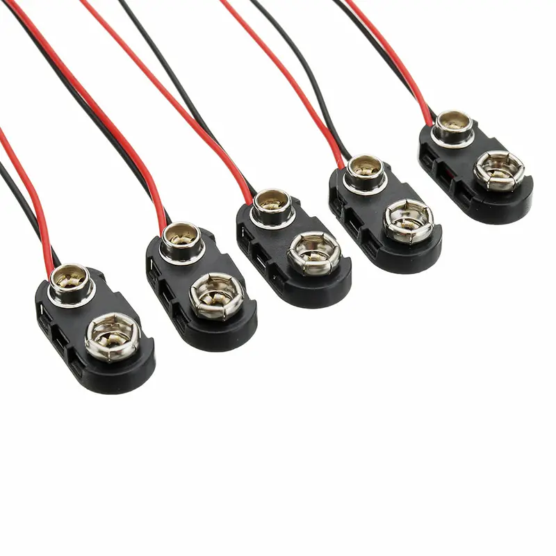 5Pcs 175Mm 9V T Type I Type Battery Buckle Connector Snap Clip Lead Cable 1