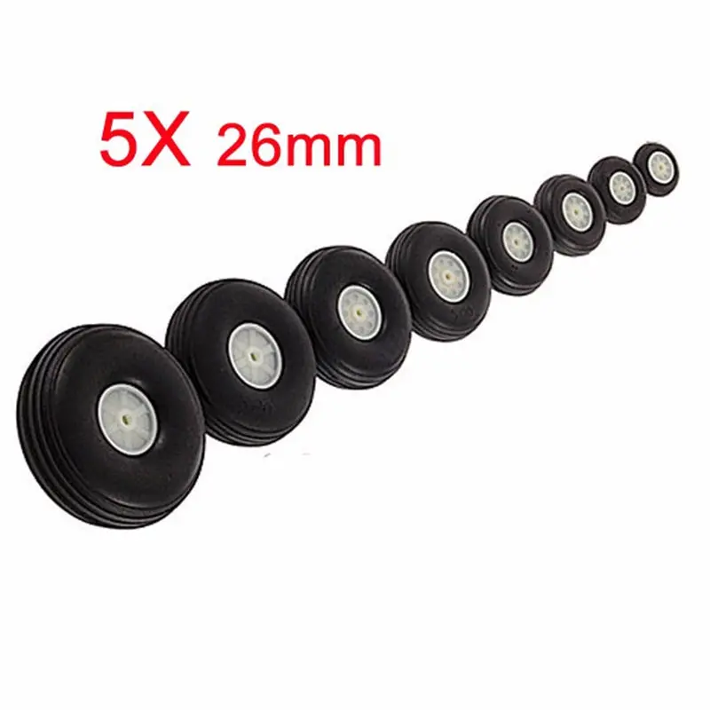 5Pcs 26Mm Rubber Wheels For Rc Airplane And Diy Robot Tires 1