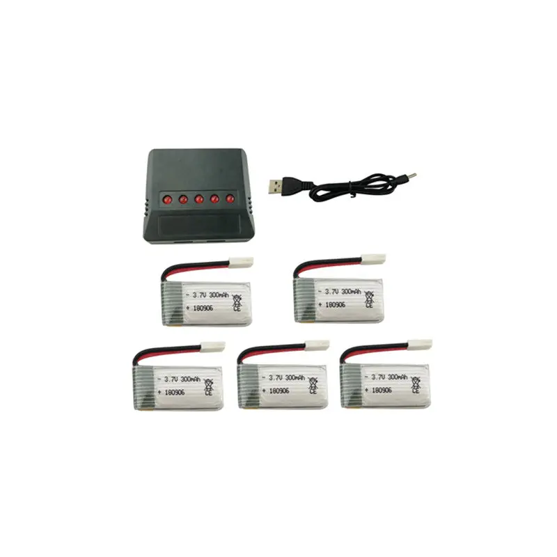 5Pcs 3.7V 300Mah 25C Lipo Battery Charger Set For H8 H22 Eachine H8 Mini Rc Quadcopter 1