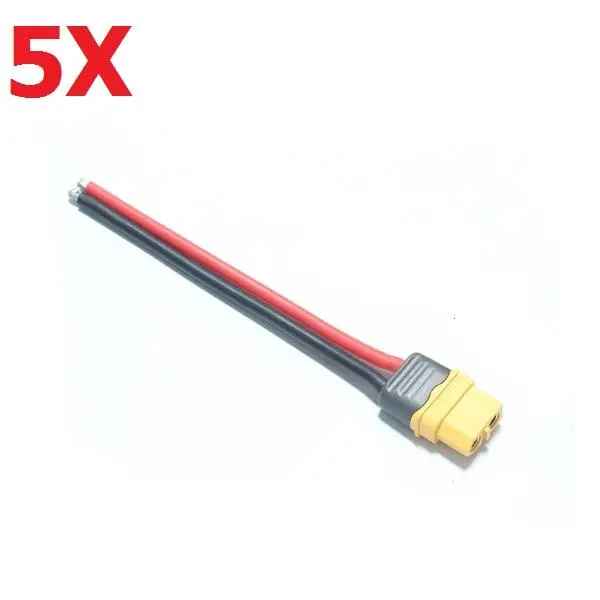 5Pcs Amass Xt60+ Female Plug Connector 14Awg 10Cm Power Cable Wire 1