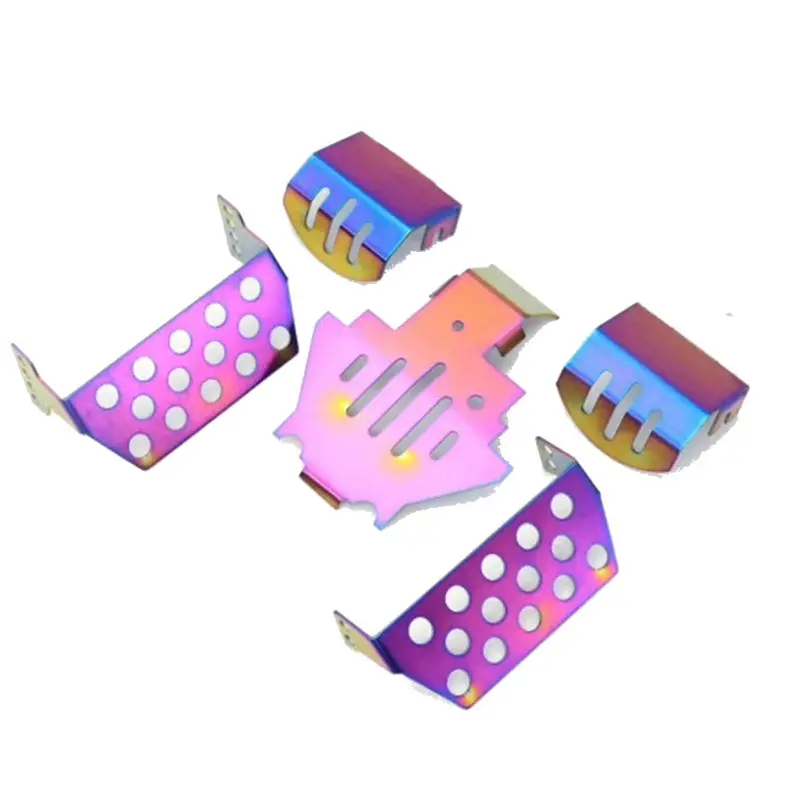 5Pcs Colorful Stainless Steel Chassis Protection Skid Plate Armor For 1/10 Trx4 Rc Vehicles Parts 1