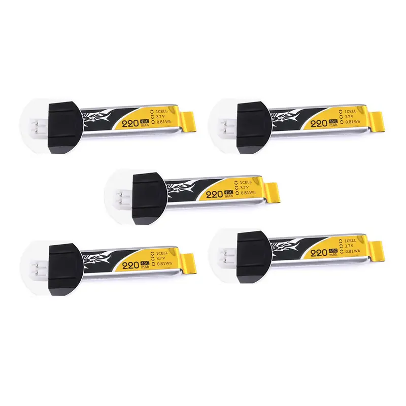 5Pcs Gens Tattu 3.7V 220Mah 45C 1S1p Lipo Battery With Jst-Phr 2.0 Plug For Micro Quadcopters 1