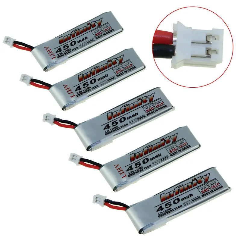 5Pcs Infinity Lipo Battery 1S 3.7V 3.8V 450Mah 85C 1S Rechargeable Fpv Battery With Ph2.0 Plug For Indoor Racing Drone Toy 1