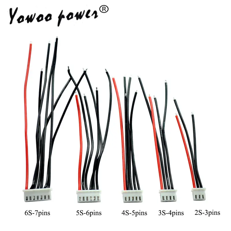 5Pcs Lipo 2S 3S 4S 5S 6S Battery Balancing Changer Wire Line Cable Jst-Xh Jst Xh Connector Adapter Plug 22Awg 100Mm 10Cm 1