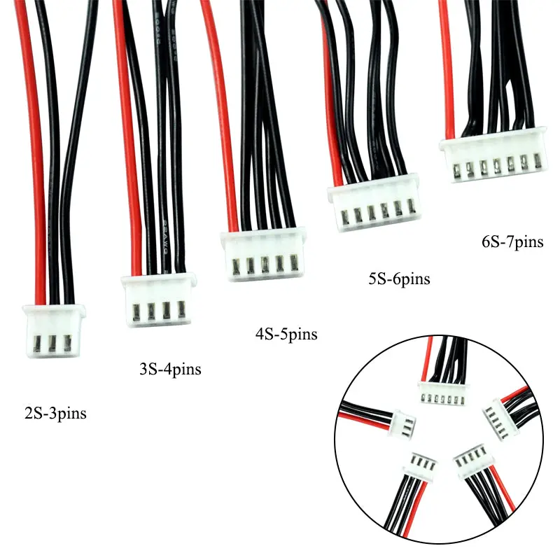 5Pcs Lipo 2S 3S 4S 5S 6S Battery Balancing Changer Wire Line Cable Jst-Xh Jst Xh Connector Adapter Plug 22Awg 100Mm 10Cm 2