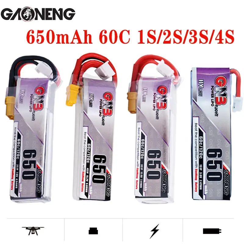 5Pcs Lipo Battery Gaoneng Gnb Hv 650Mah 60C 1S 2S 3S 4S Hv With Ph2.0 Xt30 Plug For Emax Tinyhawk Kingkong Ldarc Tiny 1