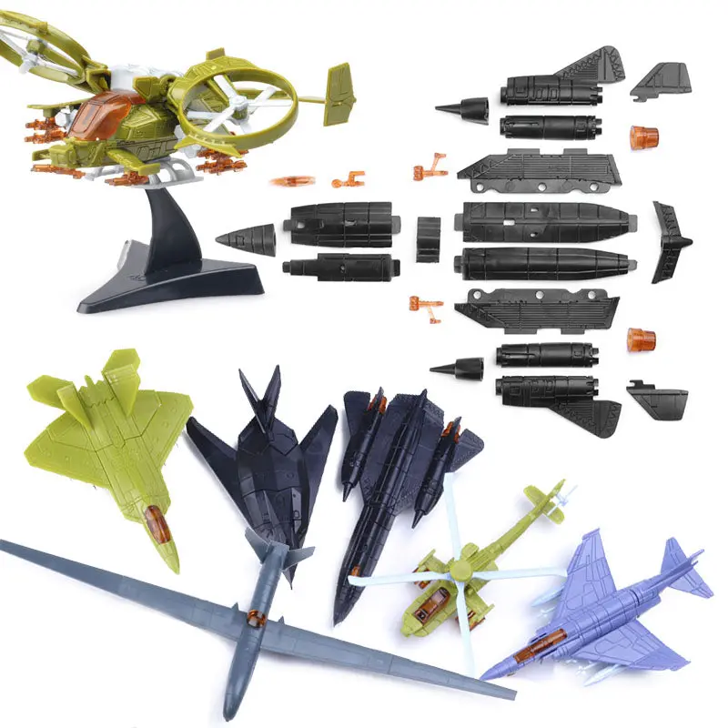 5Pcs No-Repeat Mini Assemble Aircraft Building Blocks Toy For Children Fighter F-35 Military Model Kits Educational Toys Random 1