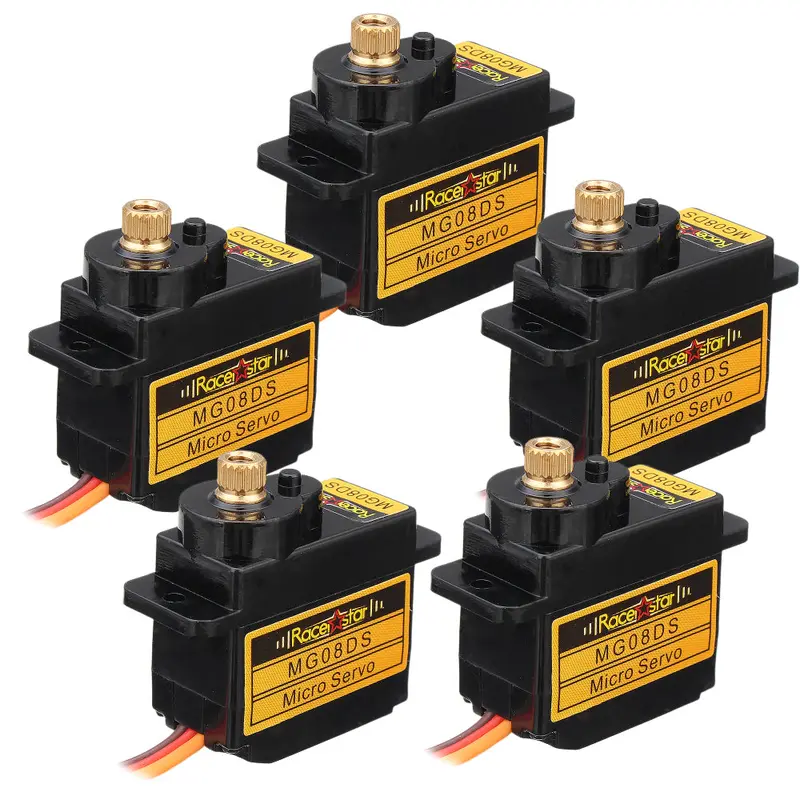 5Pcs Racerstar Mg08ds 12G Micro Metal Gear Analog Servo For Rc Helicopter Car Airplane Robot 1