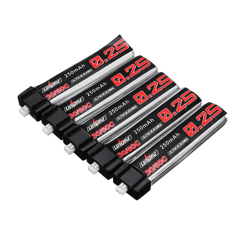 5Pcs Uruav 3.7V 250Mah 30C/60C Lipo Battery Ph1.25 For Eachine Qx65 Emax Tinyhawk 1