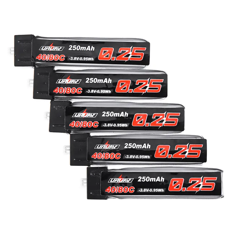 5Pcs Uruav 3.8V 250Mah 40C/80C 1S Lipo Battery Ph1.25 Plug For Rc Drone 1