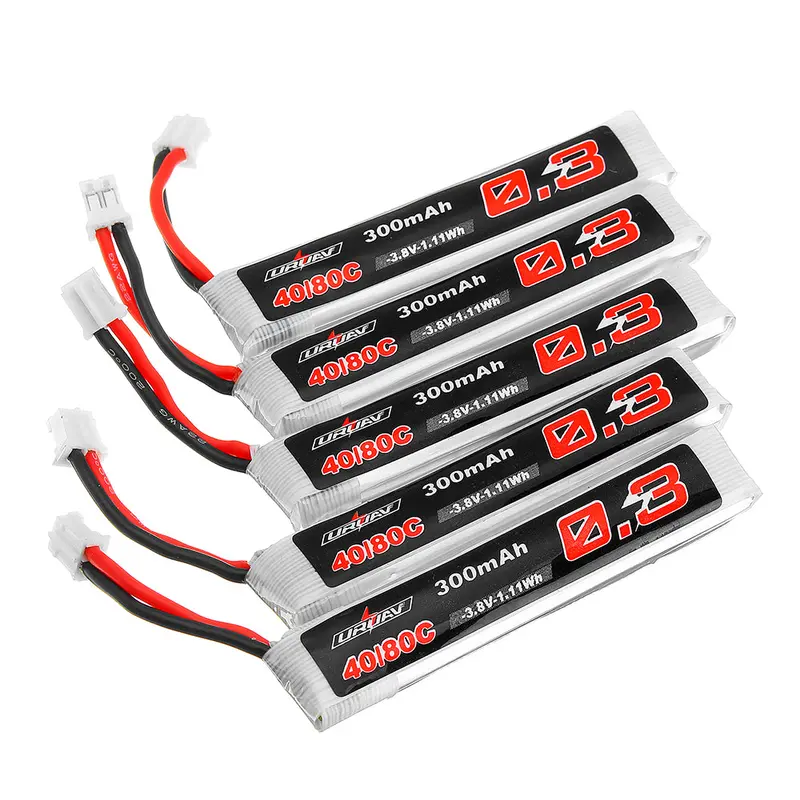 5Pcs Uruav 3.8V 300Mah 40/80C 1S Hv 4.35V Ph2.0 Lipo Battery For Happymodel Mobula6 Eachine Trashcan Snapper6 7 Mobula7 1