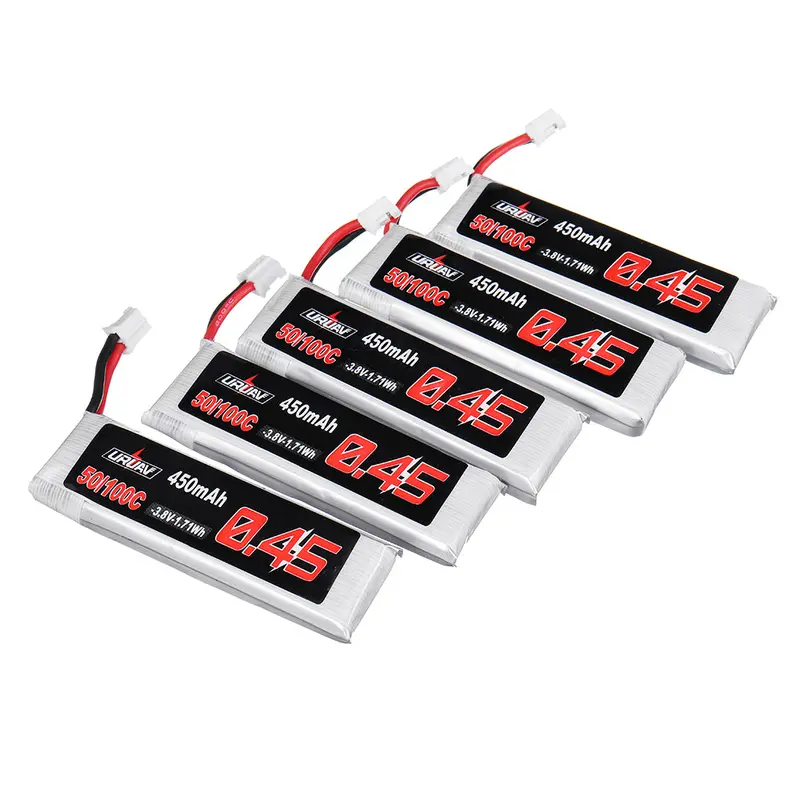 5Pcs Uruav 3.8V 450Mah 50/100C 1S Hv 4.35V Lipo Battery Ph2.0 For Emax Tinyhawk Tiny7 Happymodel Snapper7 Emax Tinyhawk Ii 75Mm 1