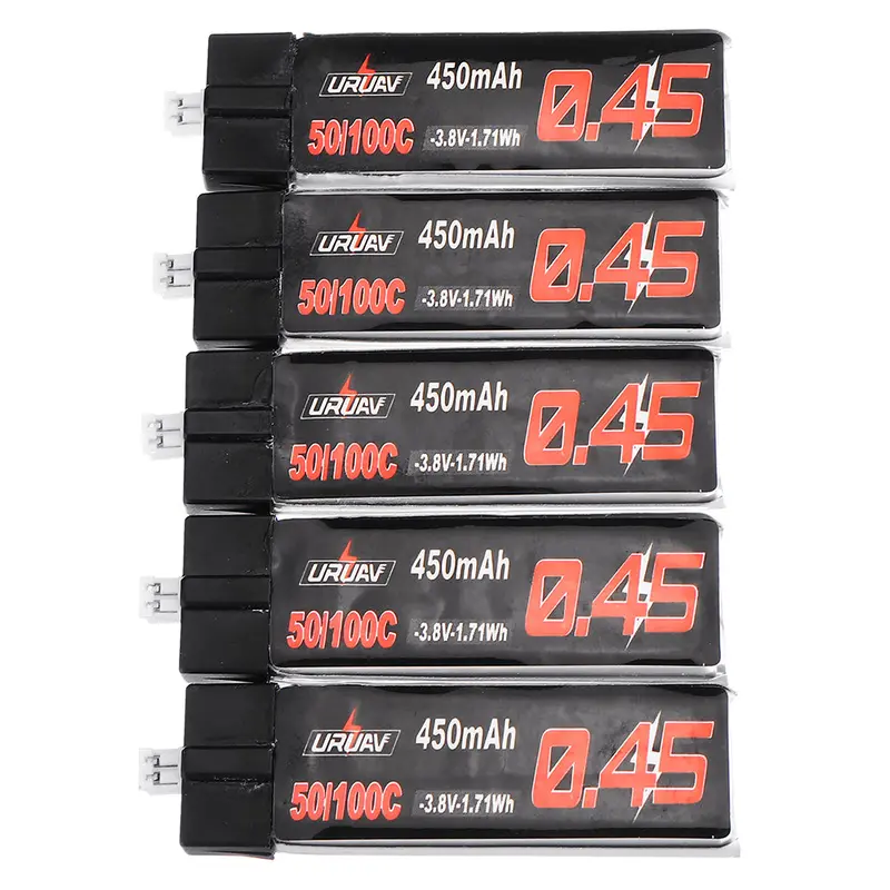 5Pcs Uruav 3.8V 450Mah 50/100C 1S Hv 4.35V Lipo Battery Ph2.0 For Happymodel Snapper7 Emax Tinyhawk 1