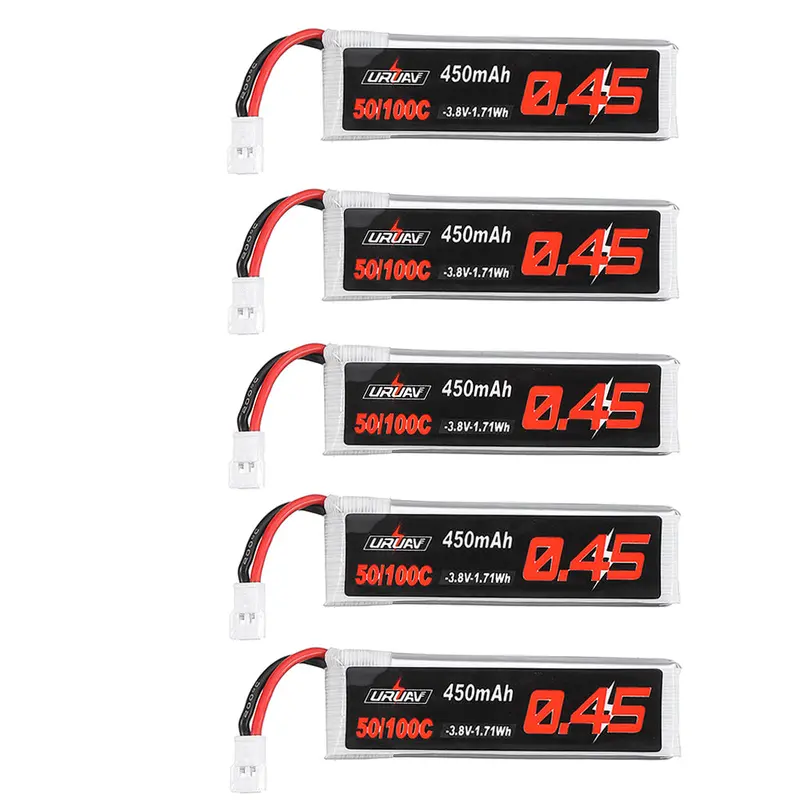 5Pcs Uruav 3.8V 450Mah 50/100C 1S Hv 4.35V Lipo Battery White Plug For Happymodel Snapper7 Emax Tinyhawk 1
