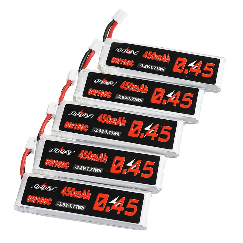 5Pcs Uruav 3.8V 450Mah 80C/160C 1S Lipo Battery Ph2.0 Plug For Emax Tinyhawk Ii 75Mm Tiny7 Happymodel Snapper7 1