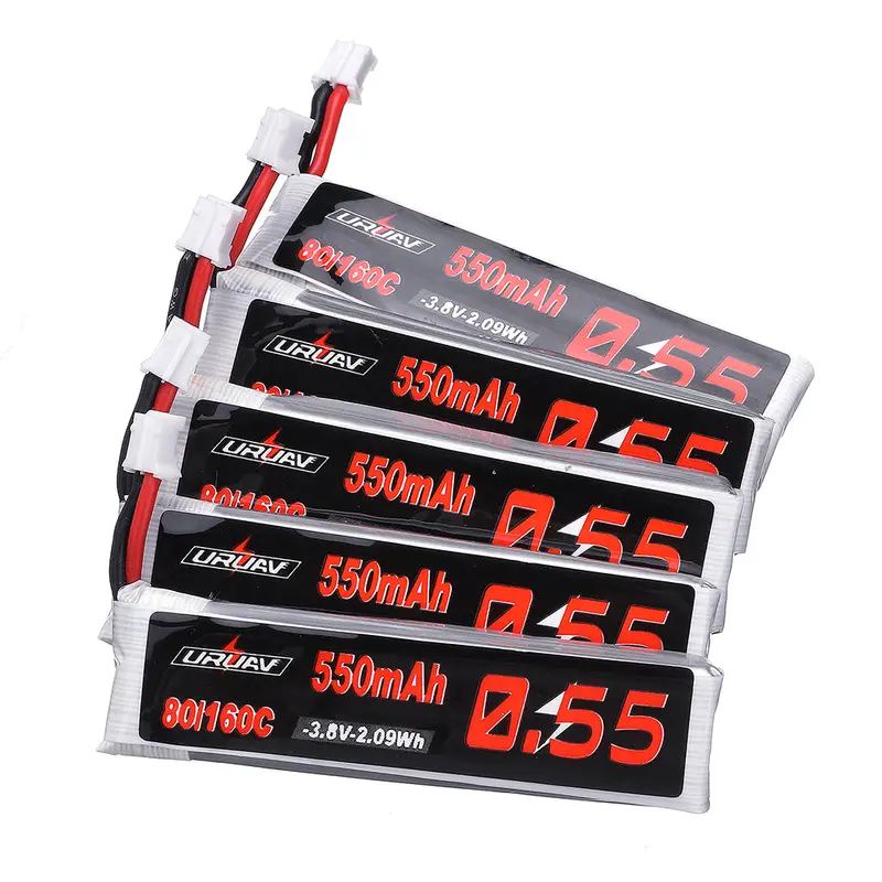 5Pcs Uruav 3.8V 550Mah 80C/160C 1S Hv 4.35V Ph2.0 Plug Lipo Battery For Emax Tinyhawk Kingkong/Ldarc Tiny 1