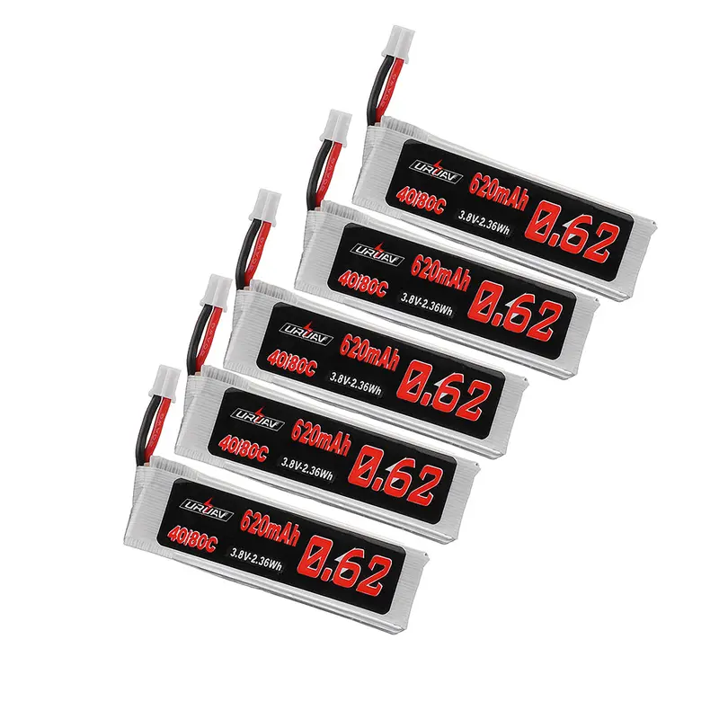 5Pcs Uruav 3.8V 620Mah 40C/80C 1S Hv 4.35V Lipo Battery Ph2.0 Plug For Fpv Rc Drone 1
