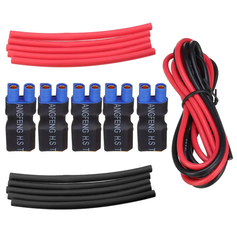5Pcs Uruav Ec3 Female To Xt60 Male Plug Adapter Connectors Kit With Silicone Wire Heat Shrink Tube 1