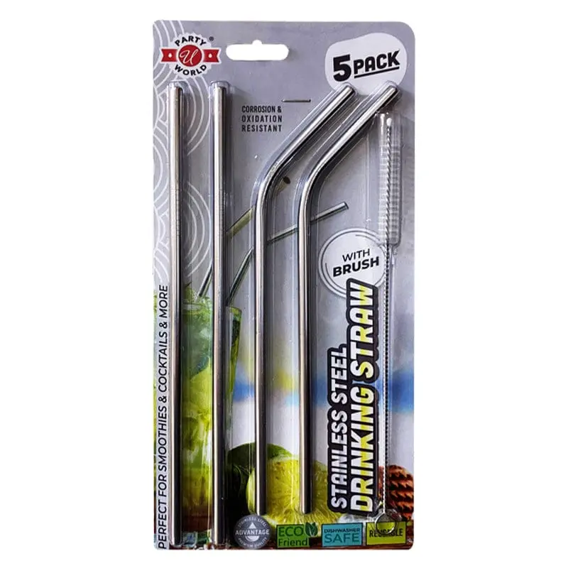 5Pk Stainless Steel Straw With Brush 1