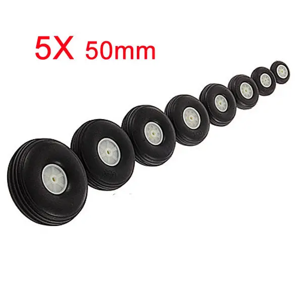 5X 50Mm Rubber Wheel For Rc Airplane And Diy Robot Tires 1