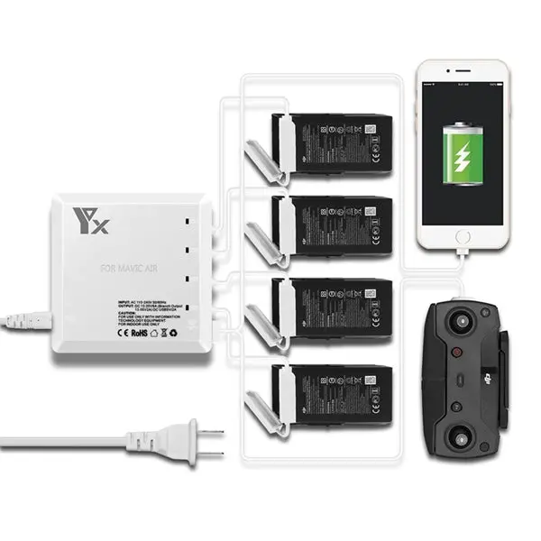 6-In-1 Multi Battery Dual Usb Remote Controller Phone Charger Hub For Dji Mavic Air Rc Drone 1