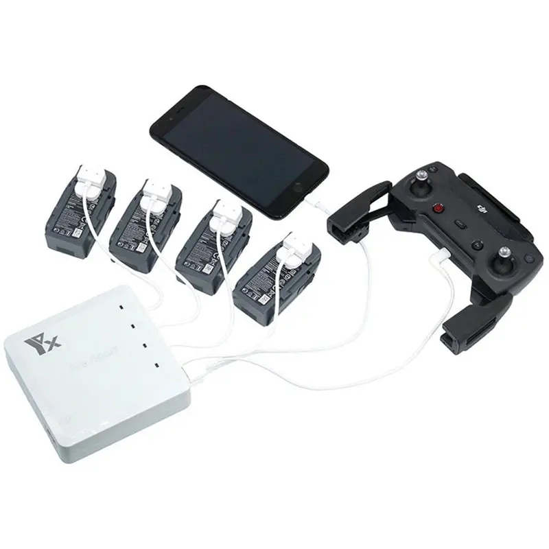 6 In 1 Multi Battery Dual Usb Remote Controller Phone Charger Hub Parallel For Dji Spark Drone 1