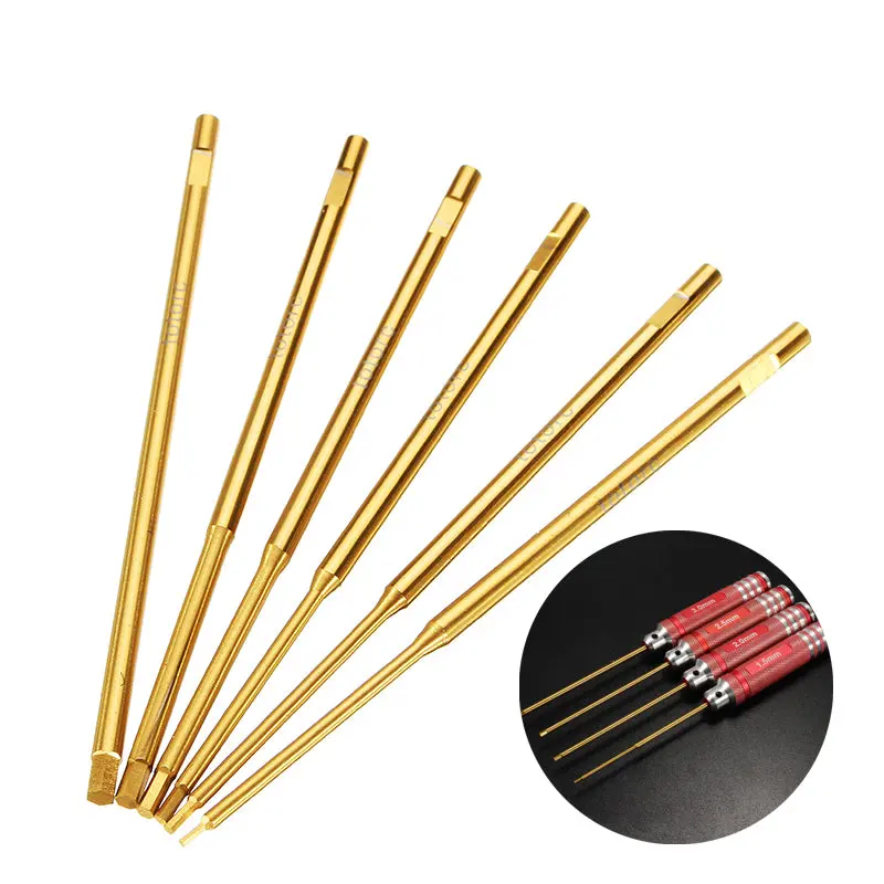 6Pcs Hss Titanium Hex Driver Screwdriver Replacement Hex Pin 0.9/1.3/1.5/2.0/2.5/3.0 1
