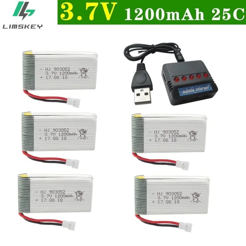6Pcs/Set Original 3.7V 1200Mah With Charger Units For Syma X5 X5c X5sc X5sh X5sw Drone Quodcopter Spare Lipo Battey Parts 3.7 V 1
