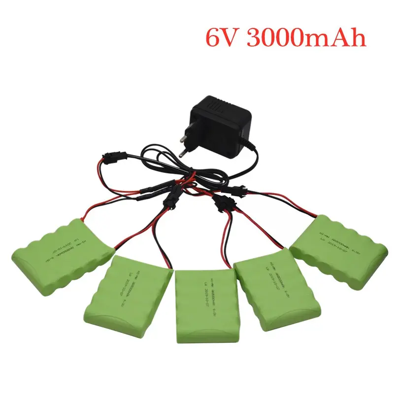 6V 3000Mah Battery With Charger For Rc Cars Robots Tanks Gun Boats 6V Nimh Battery Aa 2400Mah 6V Rechargeable Battery Pack 1
