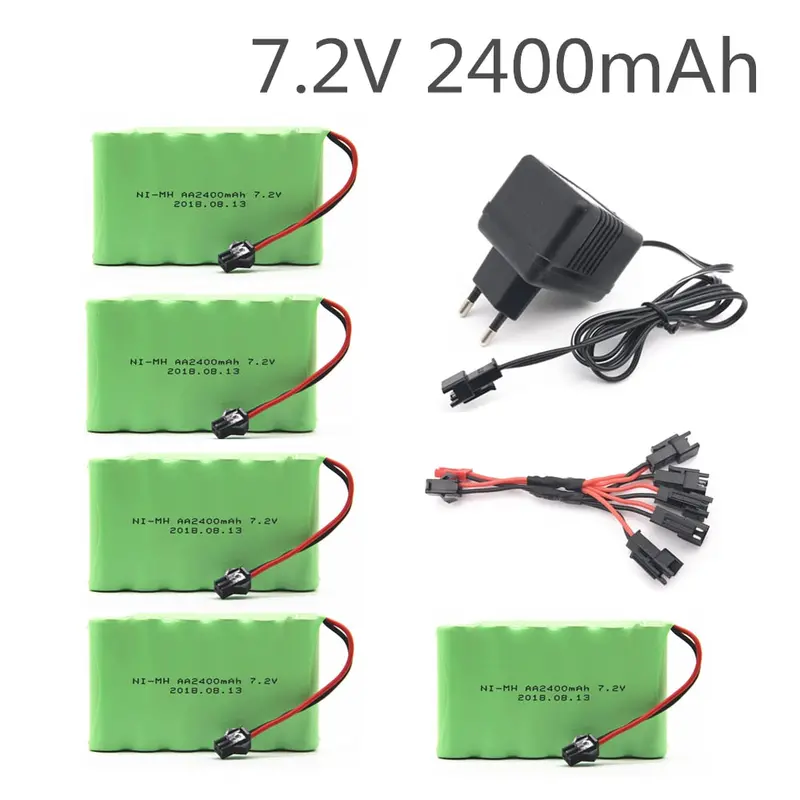 7.2V 2400Mah Aa Ni-Mh Battery With Charger High Capacity Electric Toy Battery Remote Car Ship Robot Rechargeable 7.2 V 2400 Mah 1