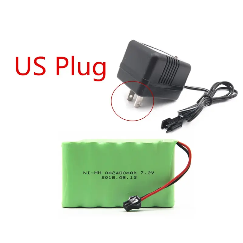 7.2V 2400Mah Aa Ni-Mh Battery With Charger High Capacity Electric Toy Battery Remote Car Ship Robot Rechargeable 7.2 V 2400 Mah 10