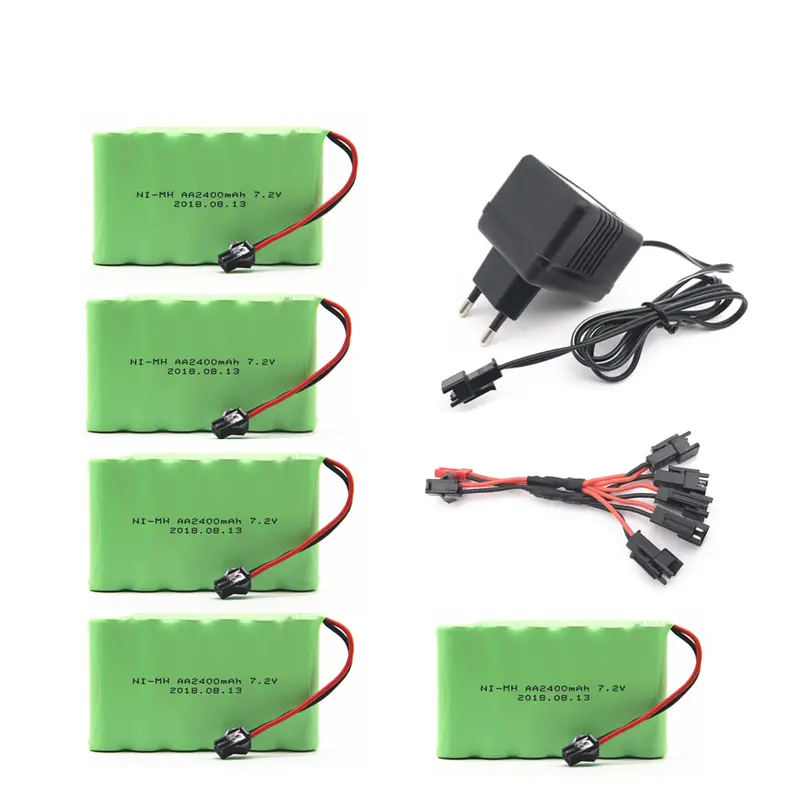 7.2V 2400Mah Aa Ni-Mh Battery With Charger High Capacity Electric Toy Battery Remote Car Ship Robot Rechargeable 7.2 V 2400 Mah 5