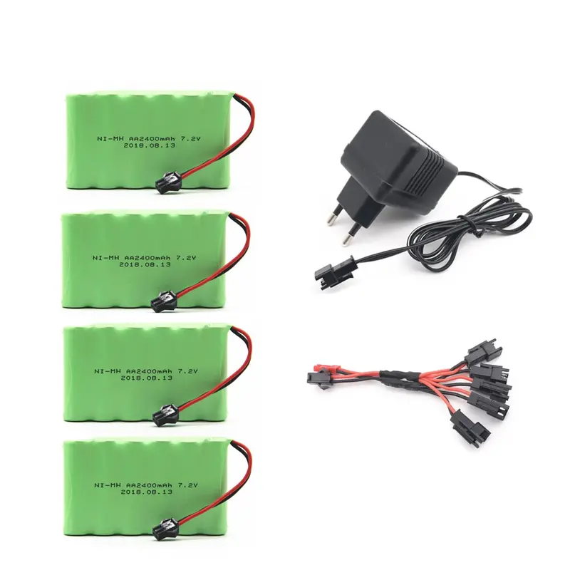 7.2V 2400Mah Aa Ni-Mh Battery With Charger High Capacity Electric Toy Battery Remote Car Ship Robot Rechargeable 7.2 V 2400 Mah 6