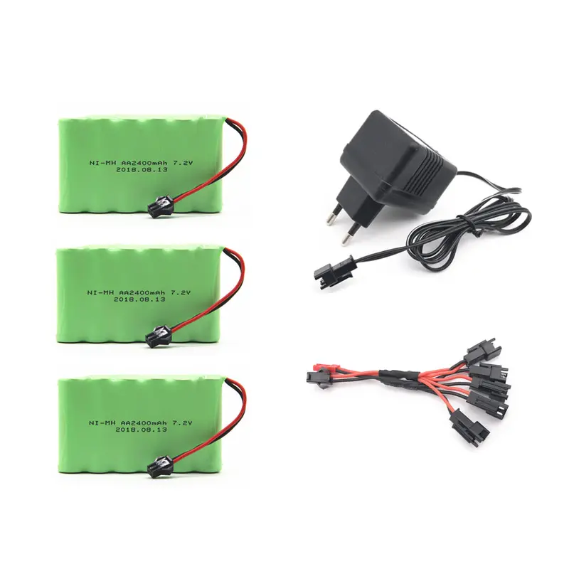 7.2V 2400Mah Aa Ni-Mh Battery With Charger High Capacity Electric Toy Battery Remote Car Ship Robot Rechargeable 7.2 V 2400 Mah 7