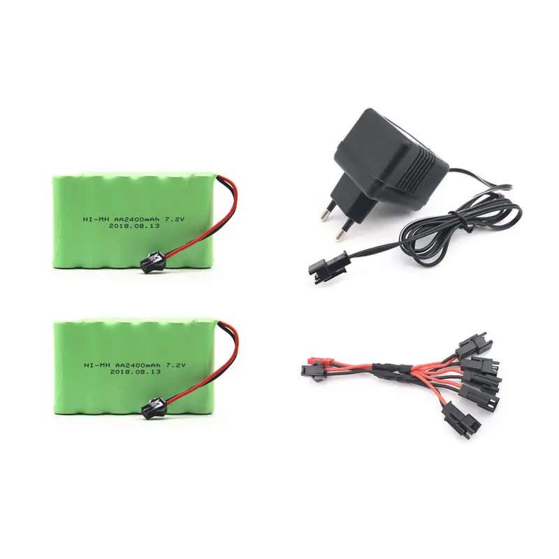 7.2V 2400Mah Aa Ni-Mh Battery With Charger High Capacity Electric Toy Battery Remote Car Ship Robot Rechargeable 7.2 V 2400 Mah 8