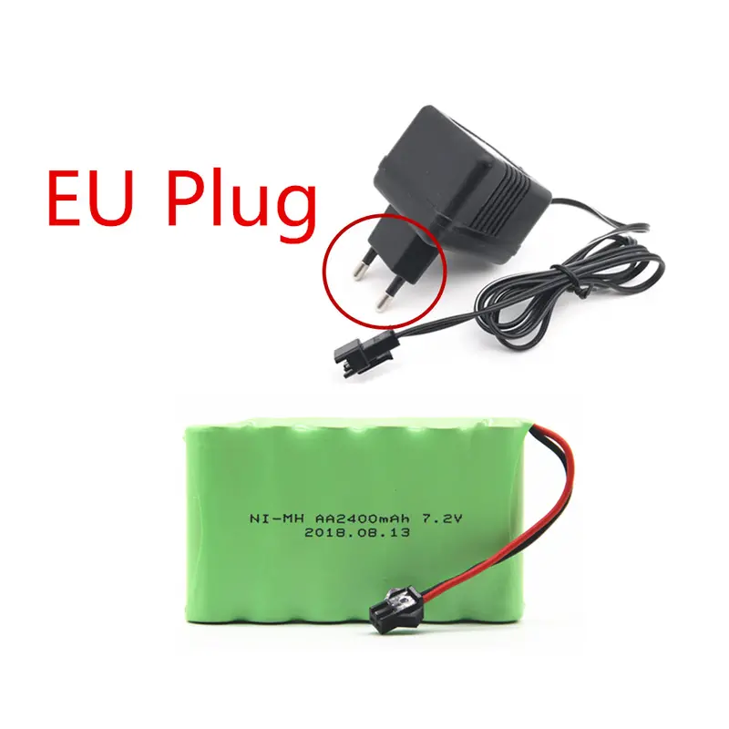 7.2V 2400Mah Aa Ni-Mh Battery With Charger High Capacity Electric Toy Battery Remote Car Ship Robot Rechargeable 7.2 V 2400 Mah 9