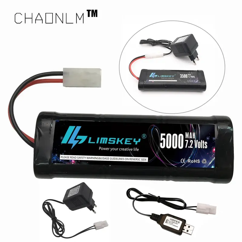7.2V 5000Mah Ni-Mh Sc Battery And 7.2V Charger For Rc Toys Tank Car Airplane Helicopter With Tamiya Connectors 7.2 V Battery 1