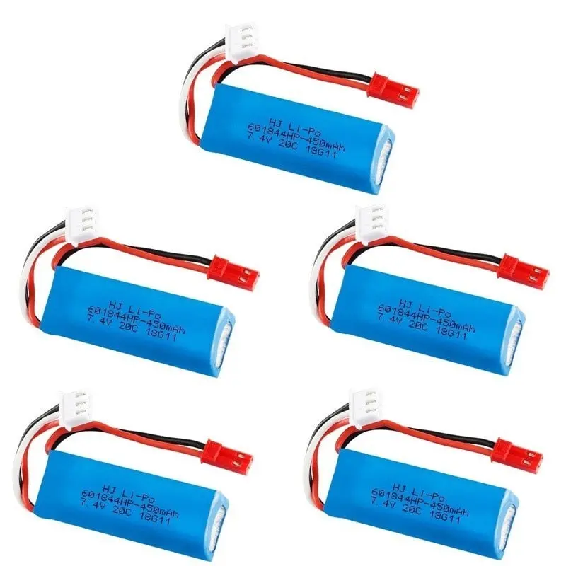 7.4V 450Mah 20C Lipo Battery For Wltoys K969 K979 K989 K999 P929 P939 Rc Car Parts 2S 7.4V Battery 5Pcs/Lots 1