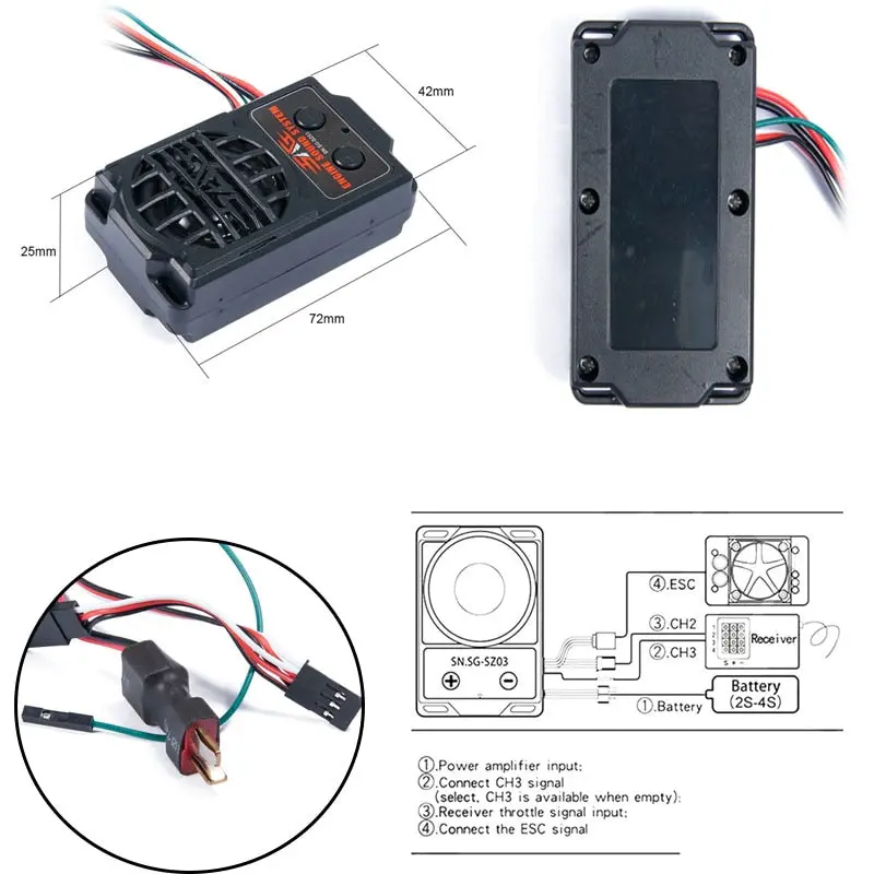 70*40*23Mm Engine Sound Simulator 5 Styles Sound Mode For 1/10 Rc Model Car Truck On Road 1