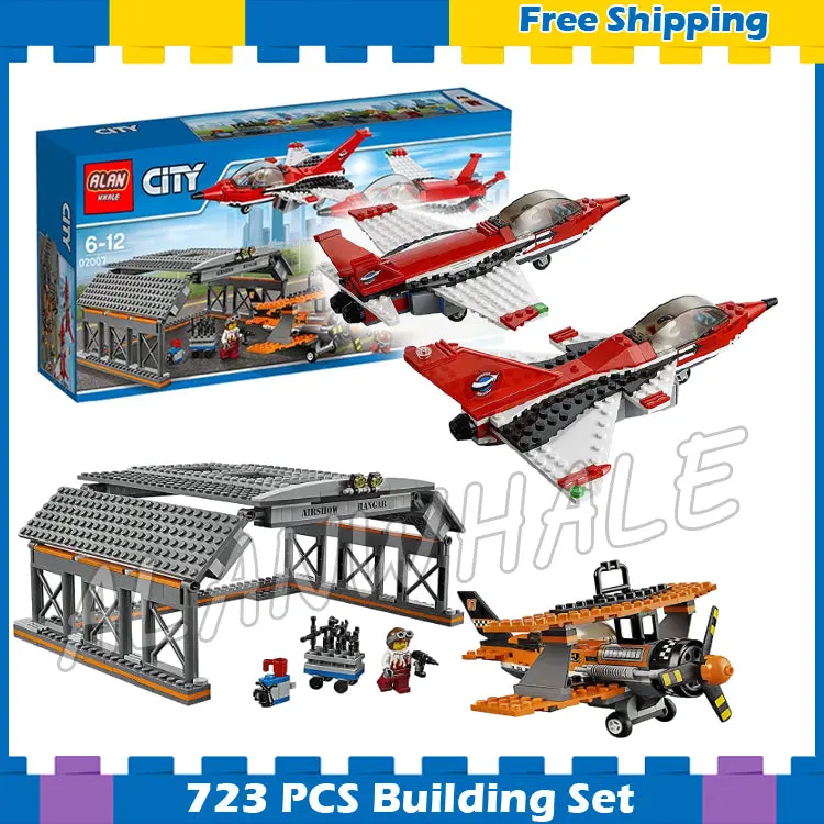 723Pcs City Airport Air Show Jet Plane Hangar Model Building Blocks 02007 Assemble Kit Children Gifts Sets Compatible With Lego 1