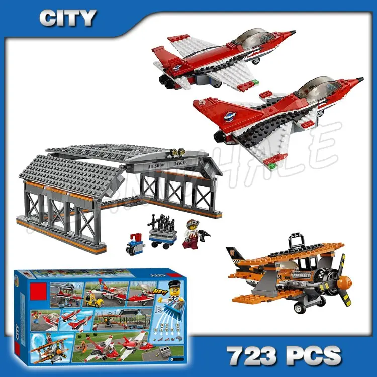 723Pcs City Airport Air Show Jet Plane Hangar Model Building Blocks 02007 Assemble Set Bricks Children Boys Compatible With Lego 1