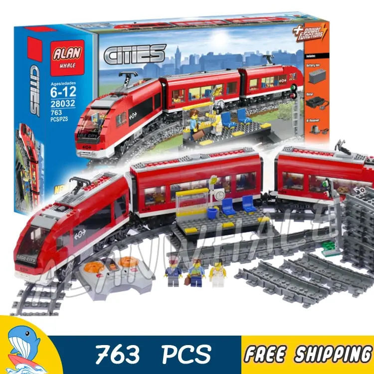 763Pcs City Remote Control Motorized Passenger Train Locomotive 28032 Model Building Blocks Assemble Toy Compatible With Legoing 1