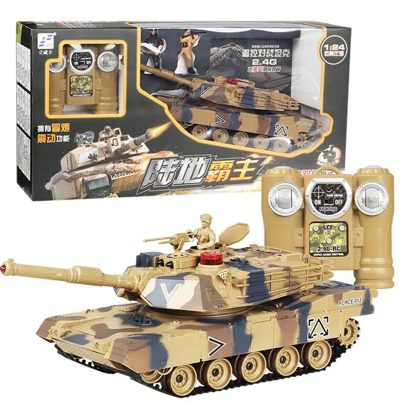 778-1/2/3/4 Simulation 1:24 Rc Battle Tank Toys Crawler Light Remote Control Heavy Machine Tanks Toys For Children Boys Gift 1