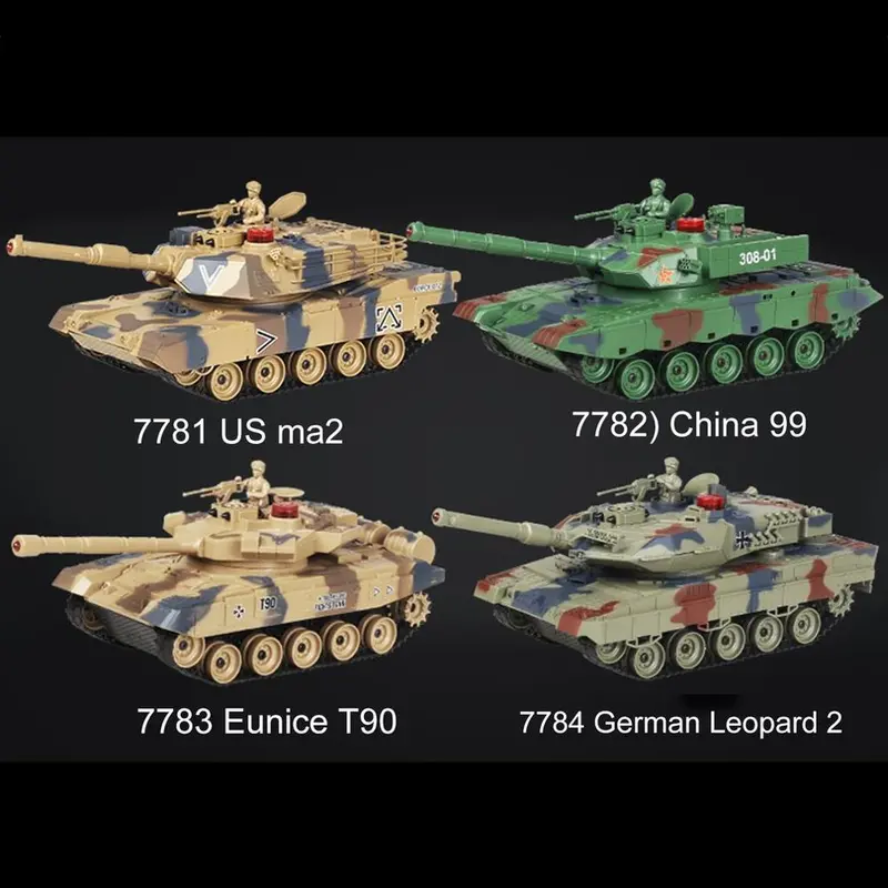 778-1/2/3/4 Simulation 1:24 Rc Battle Tank Toys Crawler Light Remote Control Heavy Machine Tanks Toys For Children Boys Gift 4